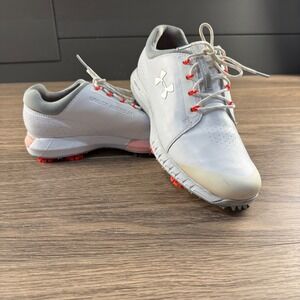 Under Armour HOVR Women Golf Shoes White/Gray/Silver Spiked Lace Closure 7.5